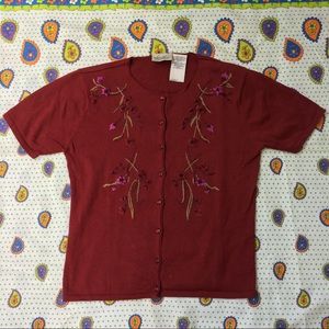 Vintage 80s 90s Short Sleeve Cardigan